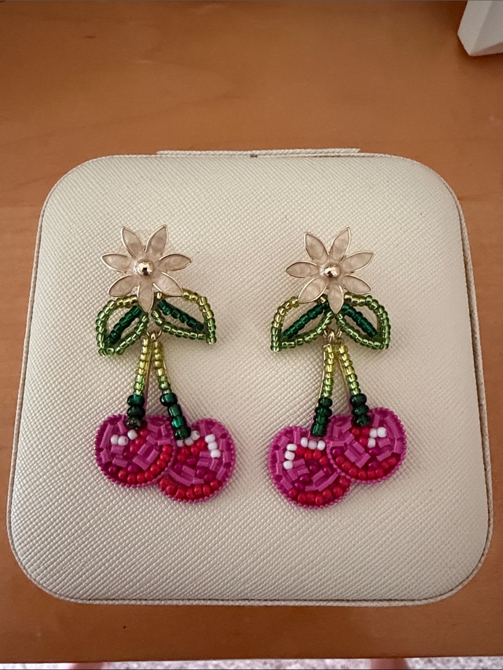 BaubleBar Pink Beaded Cherry Drop Earrings